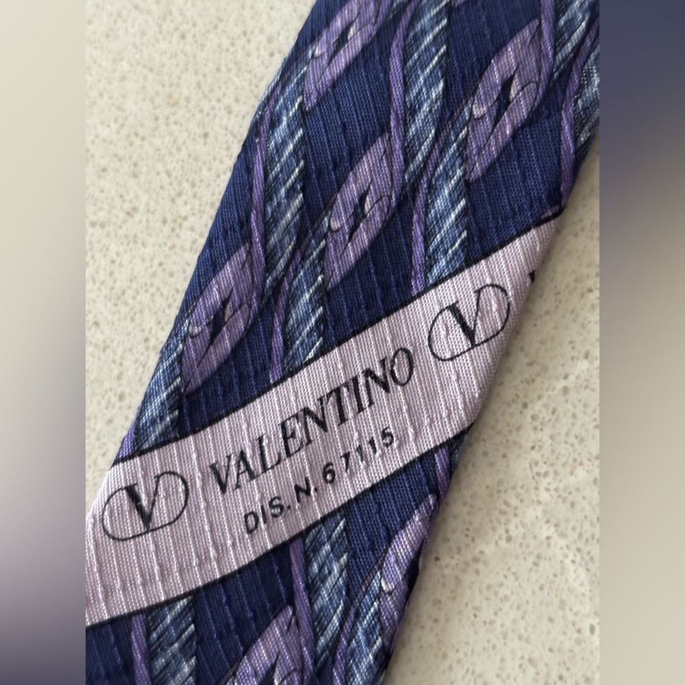 Valentino Cravatte Blue and Purple Tie 100% Silk